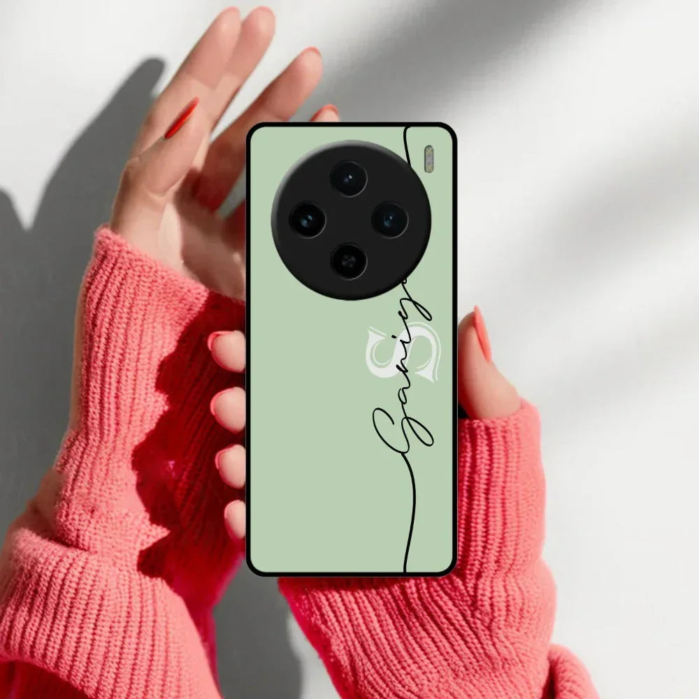 Personalized Initials Mint Green Glossy Metal Case Cover For Vivo - ShopOnCliQ