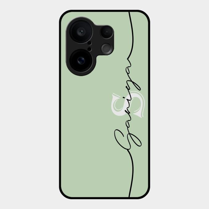 Personalized Initials Mint Green Glossy Metal Case Cover For Vivo X200 Fe 5G