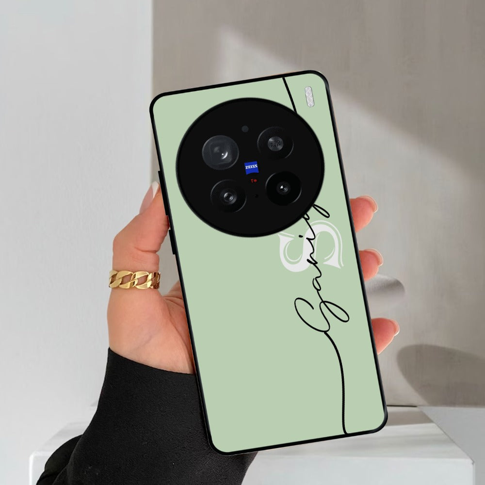 Personalized Initials Mint Green Glossy Metal Case Cover For Vivo