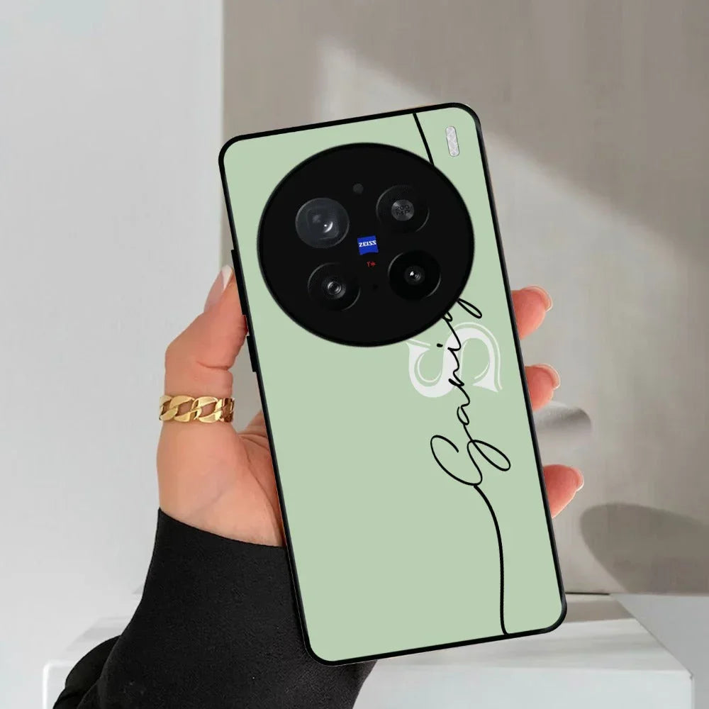 Personalized Initials Mint Green Glossy Metal Case Cover For Vivo - ShopOnCliQ