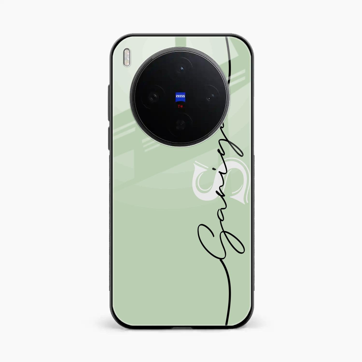 Personalized Initials Mint Green Glossy Metal Case Cover For Vivo X300 5G