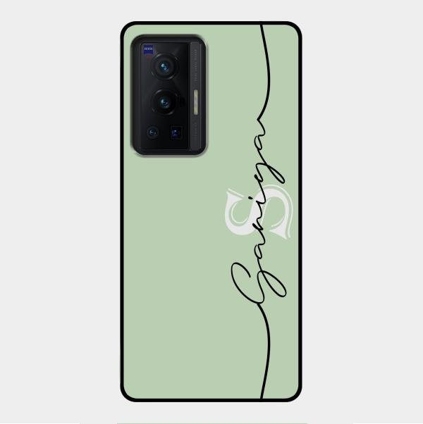 Personalized Initials Mint Green Glossy Metal Case Cover For Vivo X70 Pro 5G
