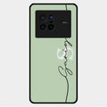 Personalized Initials Mint Green Glossy Metal Case Cover For Vivo X80 5G