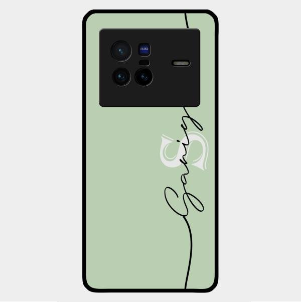 Personalized Initials Mint Green Glossy Metal Case Cover For Vivo X80 5G