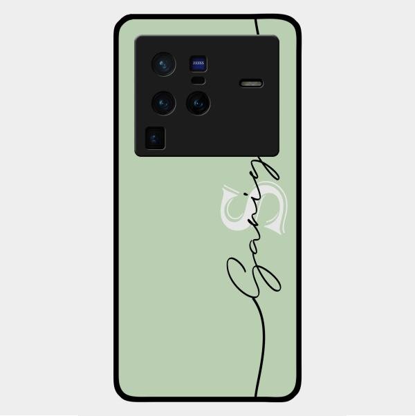 Personalized Initials Mint Green Glossy Metal Case Cover For Vivo X80 Pro 5G