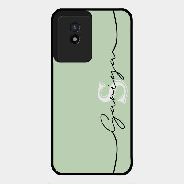 Personalized Initials Mint Green Glossy Metal Case Cover For Vivo Y02T