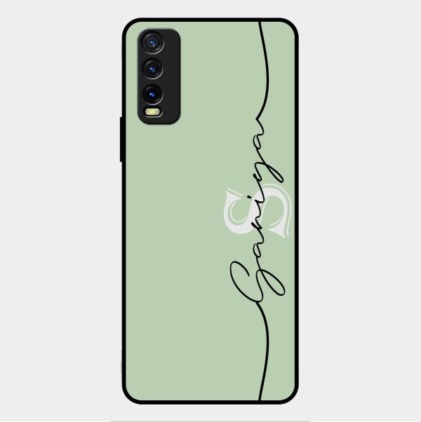 Personalized Initials Mint Green Glossy Metal Case Cover For Vivo Y12G