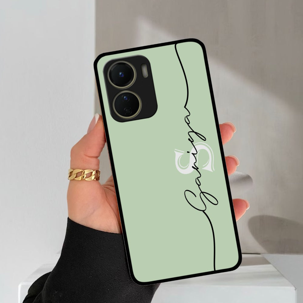Personalized Initials Mint Green Glossy Metal Case Cover For Vivo