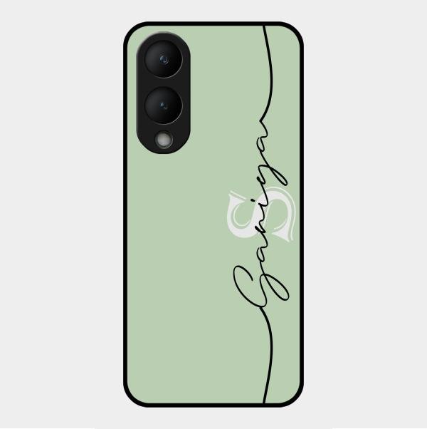 Personalized Initials Mint Green Glossy Metal Case Cover For Vivo Y17S