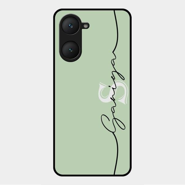 Personalized Initials Mint Green Glossy Metal Case Cover For Vivo Y18