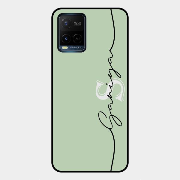 Personalized Initials Mint Green Glossy Metal Case Cover For Vivo Y21A