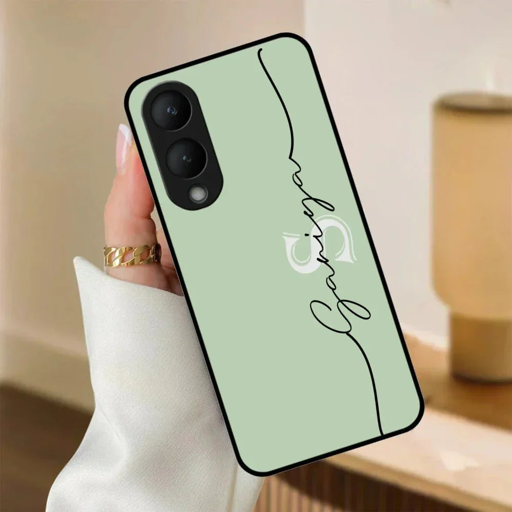 Personalized Initials Mint Green Glossy Metal Case Cover For Vivo - ShopOnCliQ