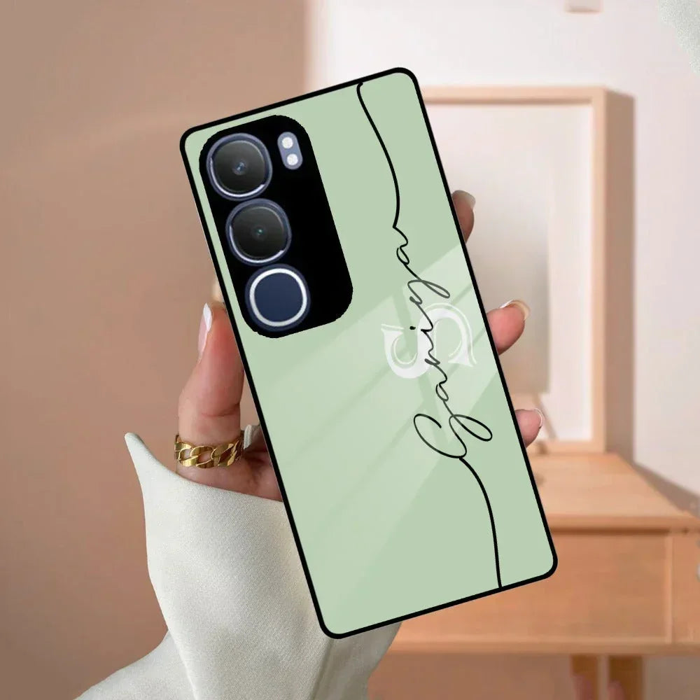 Personalized Initials Mint Green Glossy Metal Case Cover For Vivo - ShopOnCliQ