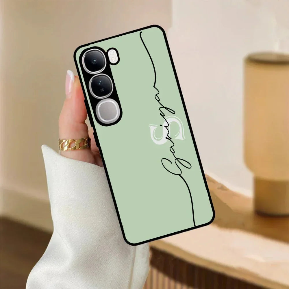 Personalized Initials Mint Green Glossy Metal Case Cover For Vivo - ShopOnCliQ