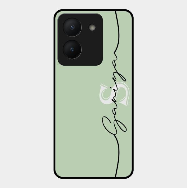 Personalized Initials Mint Green Glossy Metal Case Cover For Vivo Y36