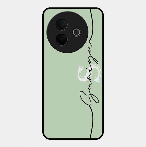 Personalized Initials Mint Green Glossy Metal Case Cover For Vivo Y39 5G