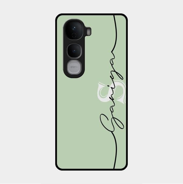 Personalized Initials Mint Green Glossy Metal Case Cover For Vivo Y400 Pro 5G