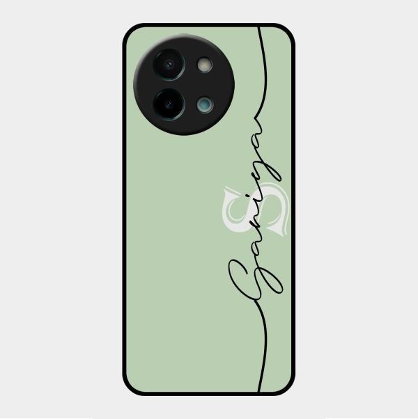 Personalized Initials Mint Green Glossy Metal Case Cover For Vivo Y58 5G