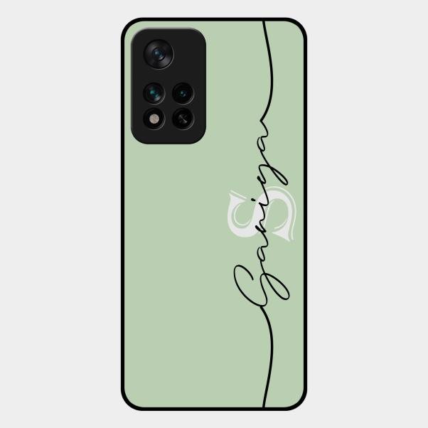 Personalized Initials Mint Green Glossy Metal Case Cover For Xiaomi 11I 5G