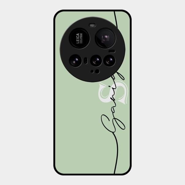 Personalized Initials Mint Green Glossy Metal Case Cover For Xiaomi 15 Ultra 5G