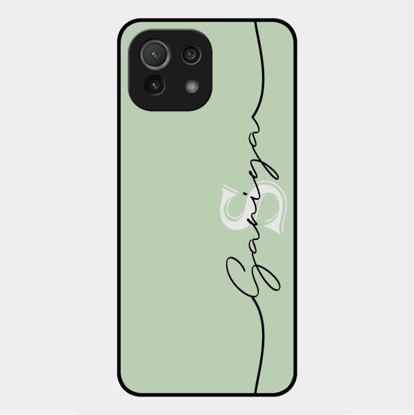 Personalized Initials Mint Green Glossy Metal Case Cover For Xiaomi Mi 11 Lite