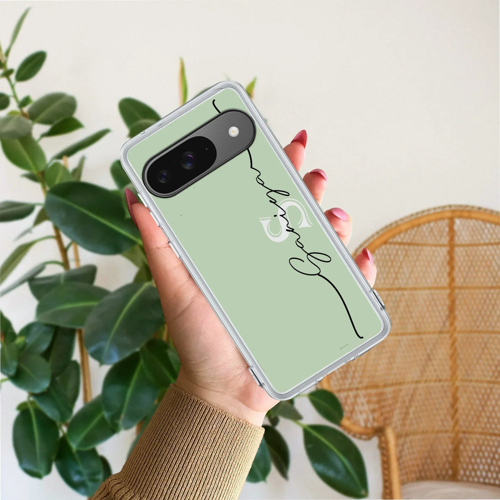 Personalized Initials Mint Green Anti Yellow Case For Google Pixel 9