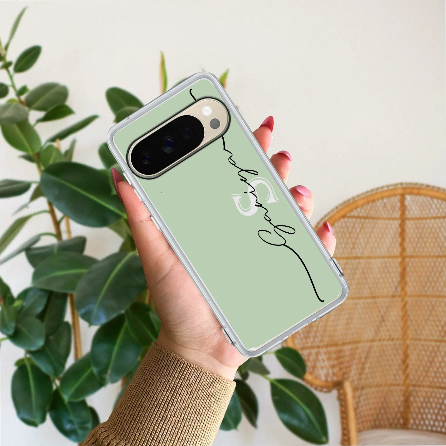 Personalized Initials Mint Green Anti Yellow Case For Google Pixel 10 Pro
