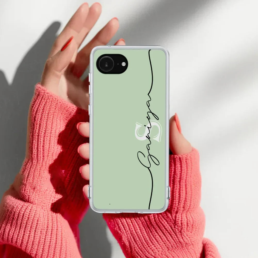 Personalized Initials Mint Green Silicon Case For iPhone 17e