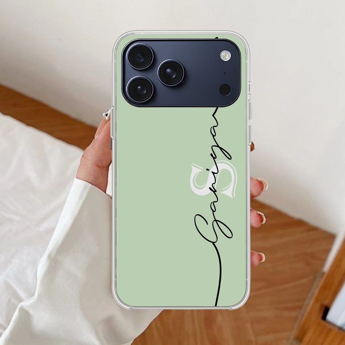 Personalized Initials Mint Green Silicon Case For iPhone