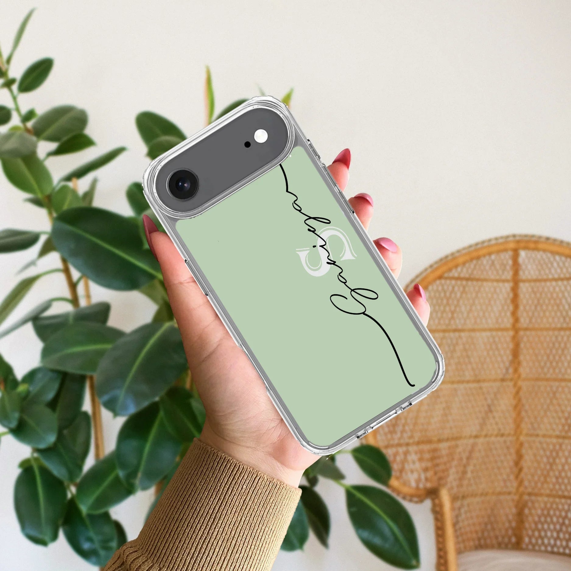 Personalized Initials Mint Green Silicon Case For iPhone - ShopOnCliQ