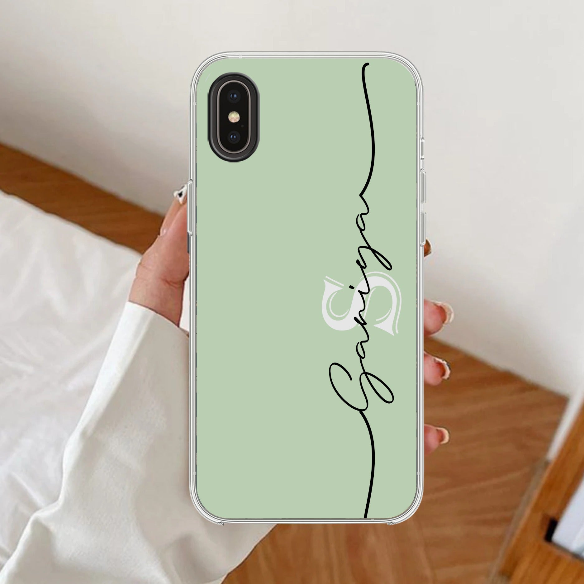 Personalized Initials Mint Green Silicon Case For iPhone
