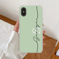 Personalized Initials Mint Green Silicon Case For iPhone Xs Max