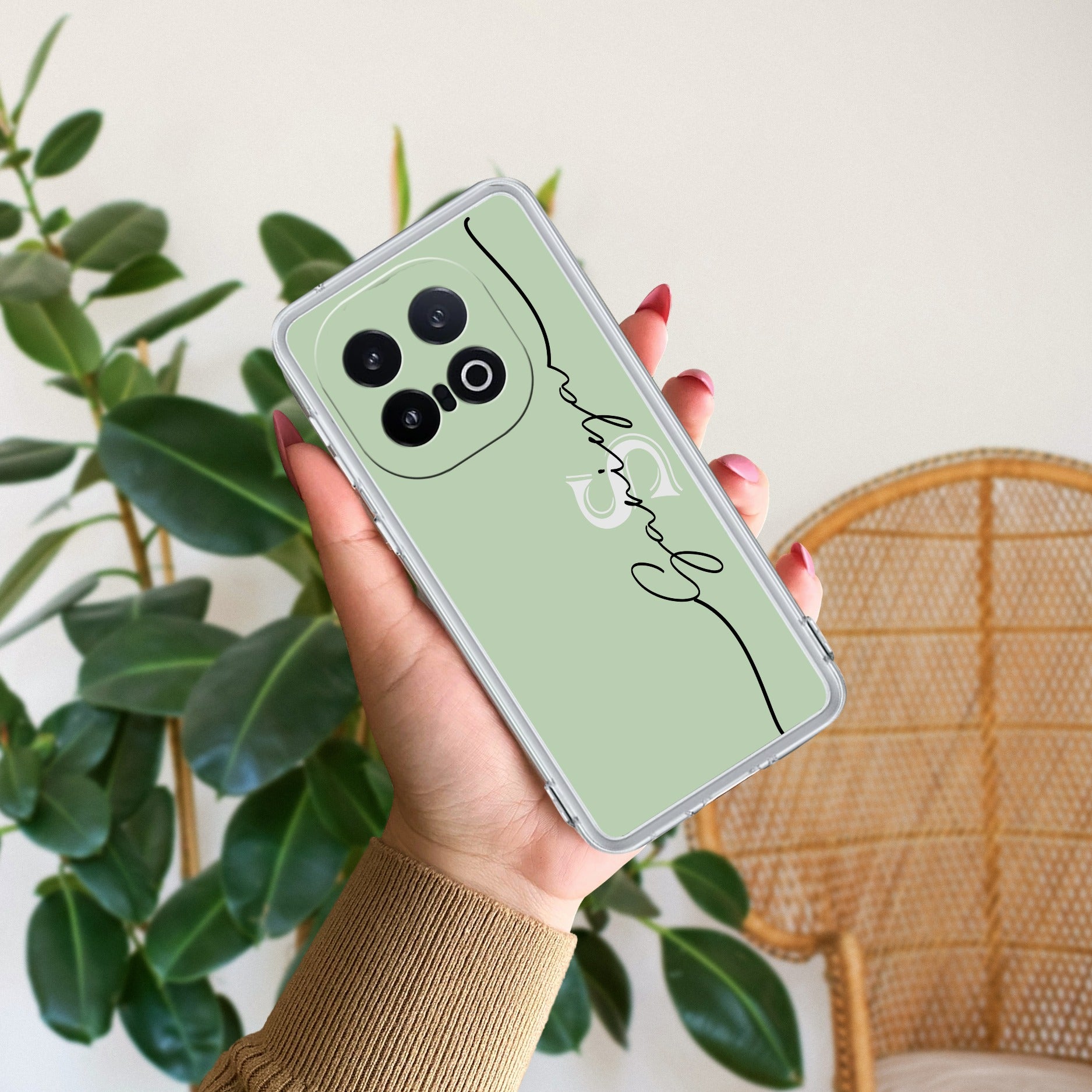 Personalized Initials Mint Green Silicon Case For iQOO - ShopOnCliQ