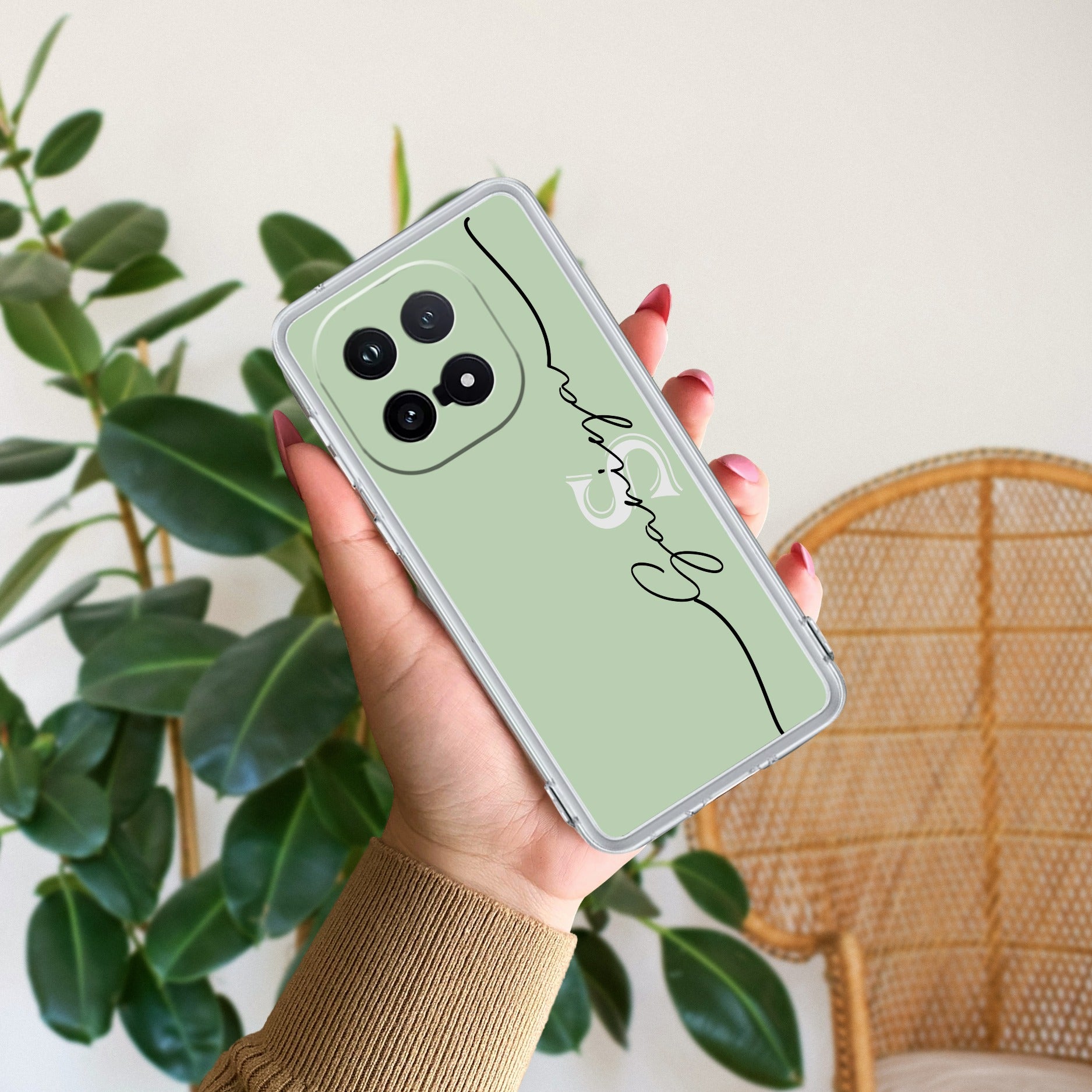 Personalized Initials Mint Green Silicon Case For iQOO - ShopOnCliQ
