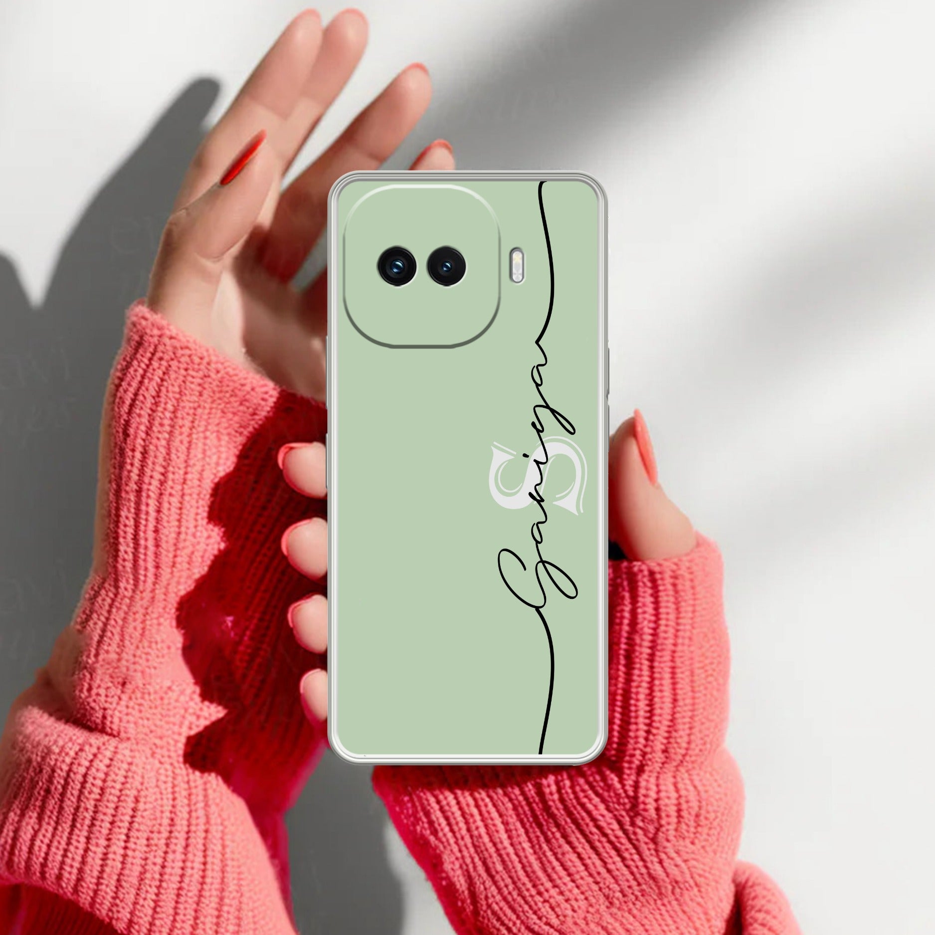 Personalized Initials Mint Green Anti Yellow Case For iQOO 15R 5G