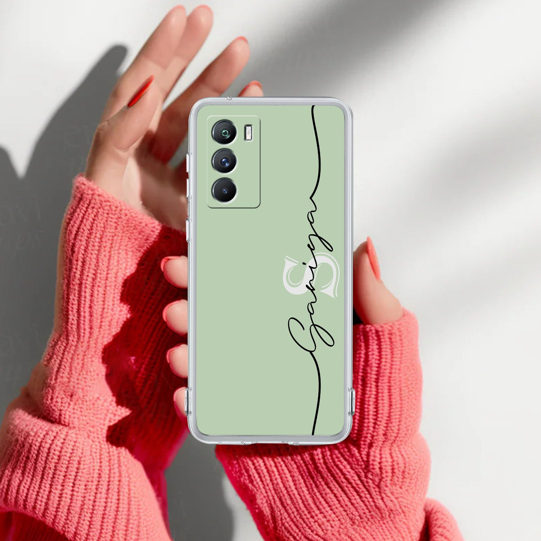 Personalized Initials Mint Green Silicon Case For iQOO 9 SE 5G