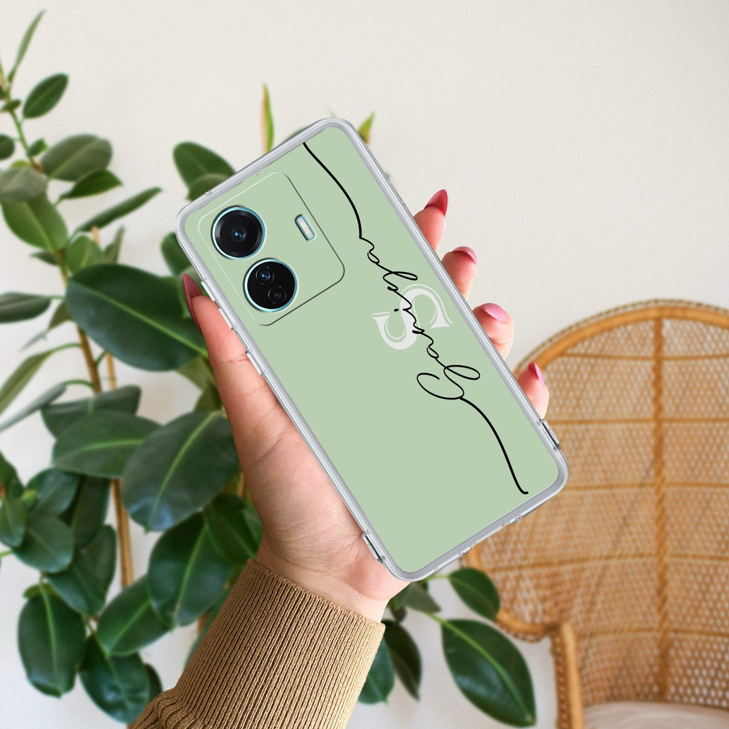 Personalized Initials Mint Green Anti Yellow Case For Vivo T1 44W