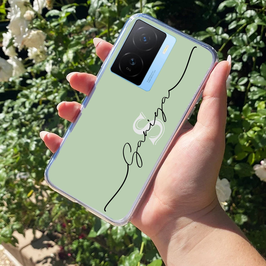 Personalized Initials Mint Green Silicon Case For iQOO Z7s 5G