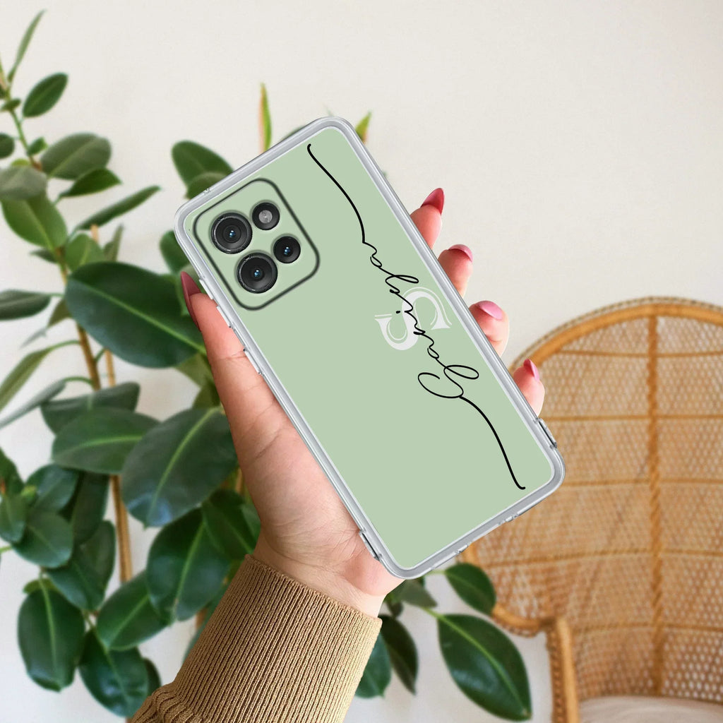 Personalized Initials Mint Green Anti Yellow Case For Motorola Edge 50 Neo