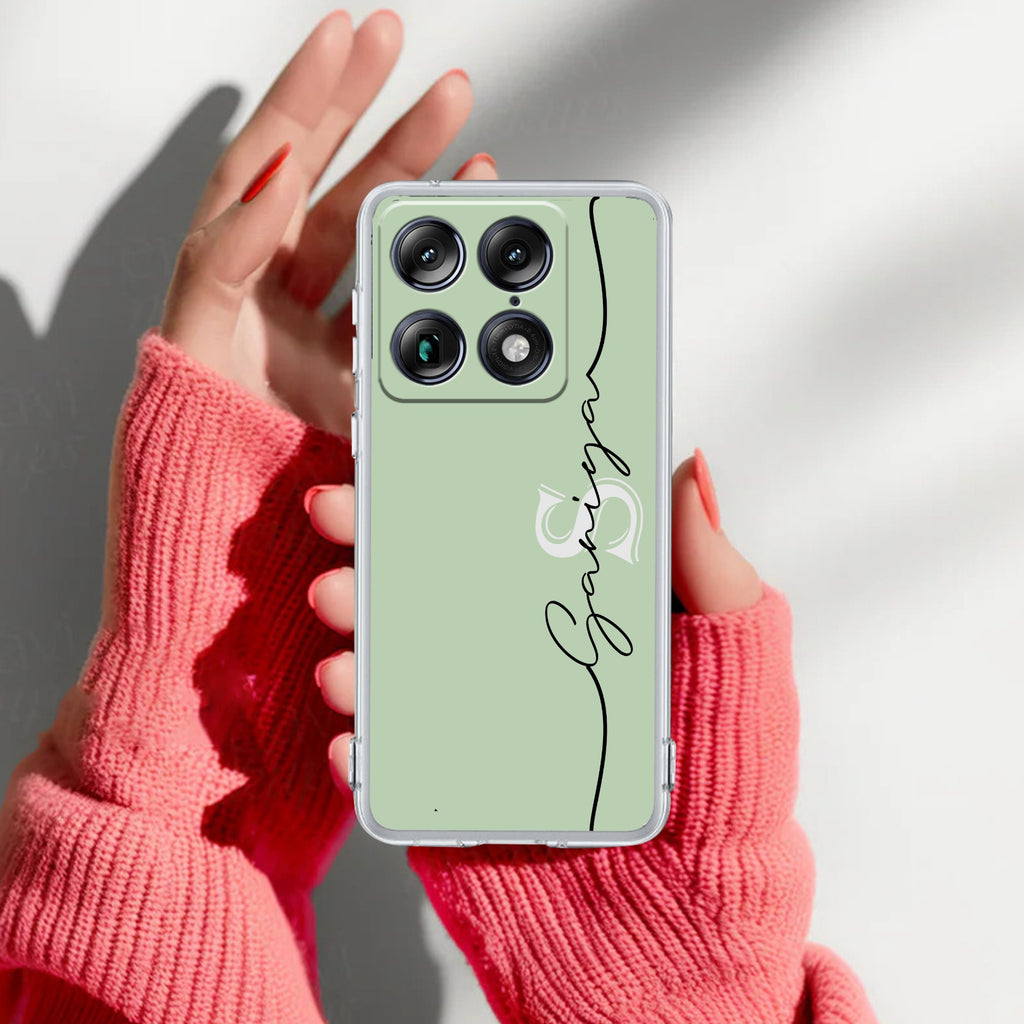 Personalized Initials Mint Green Anti Yellow Case For Motorola Signature 5G