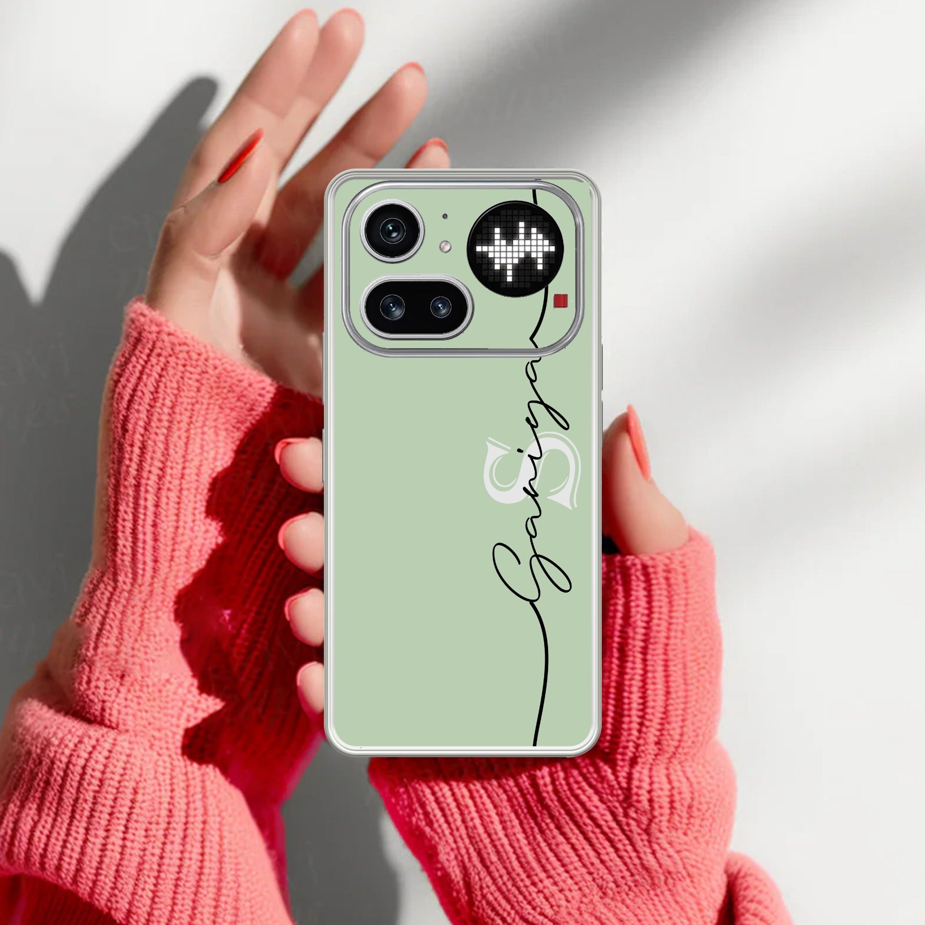 Personalized Initials Mint Green Anti Yellow Case For Nothing Phone 4A Pro 5G