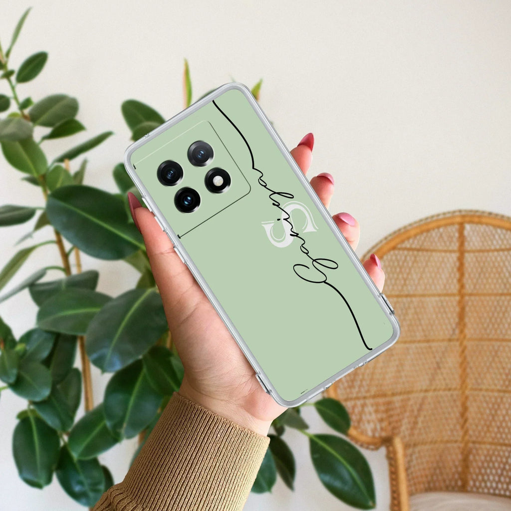 Personalized Initials Mint Green Anti Yellow Case For OnePlus 11R 5G