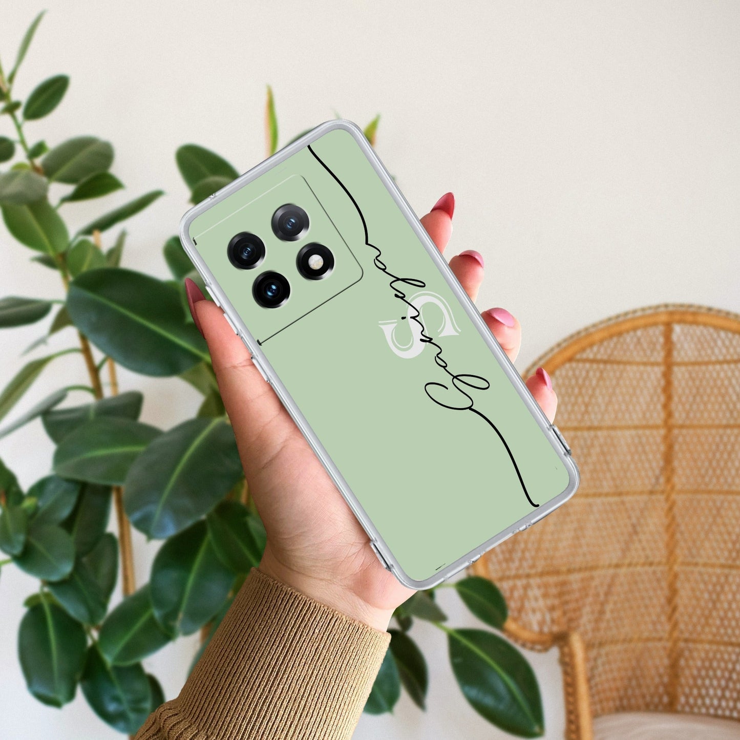 Personalized Initials Mint Green Silicon Case For OnePlus