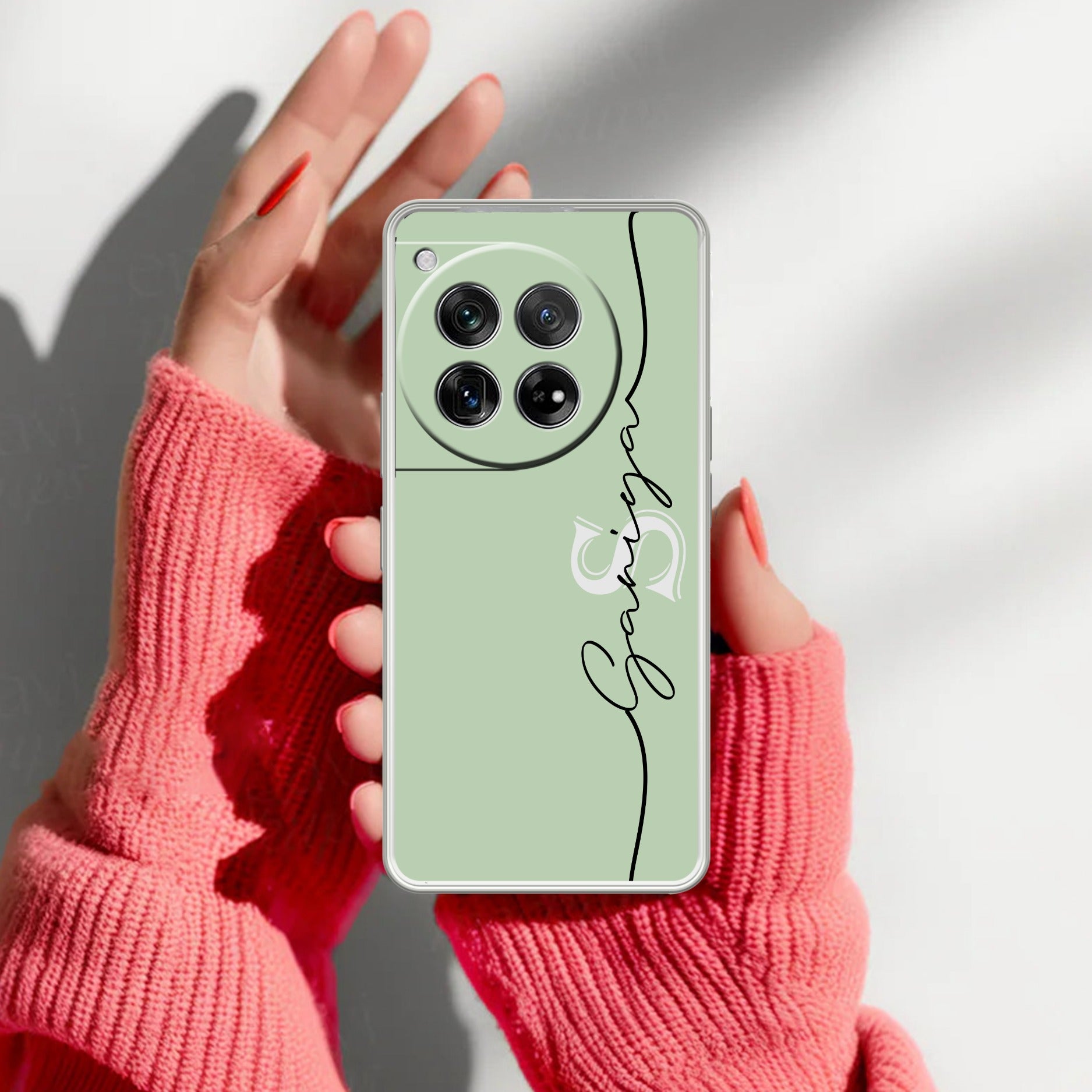 Personalized Initials Mint Green Silicon Case For OnePlus