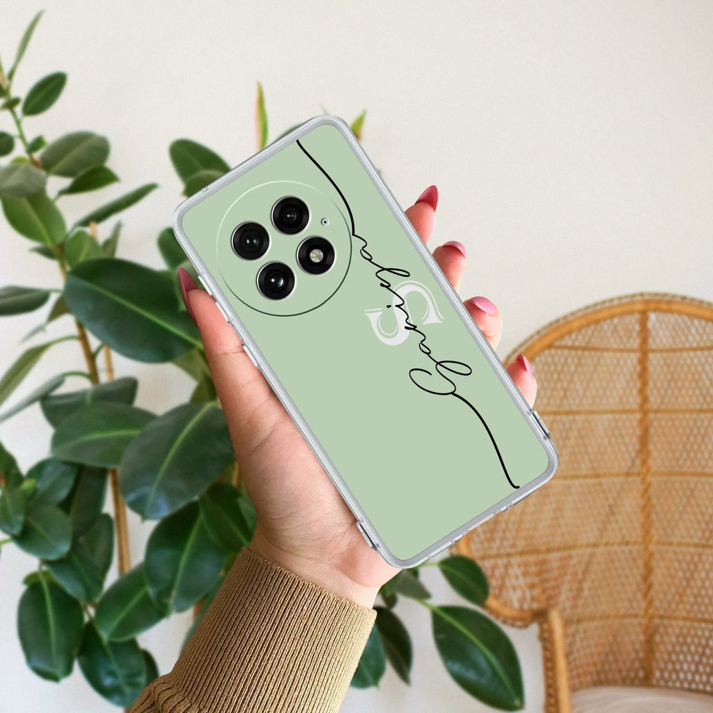 Personalized Initials Mint Green Silicon Case For OnePlus Nord 2T 5G
