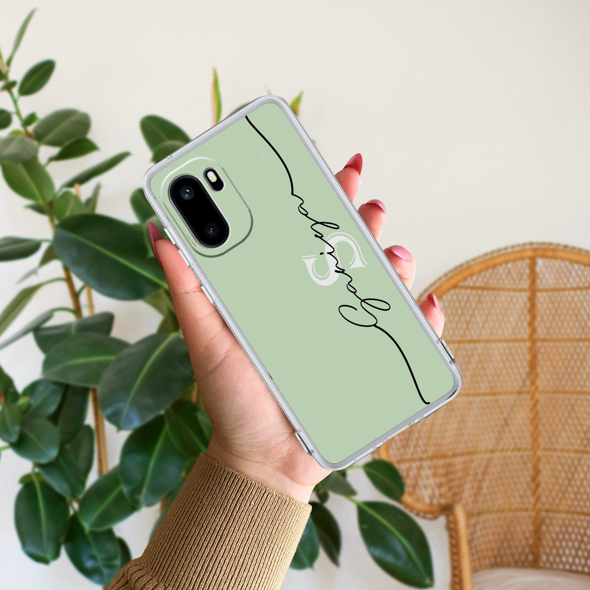 Personalized Initials Mint Green Anti Yellow Case For OnePlus 15R 5G