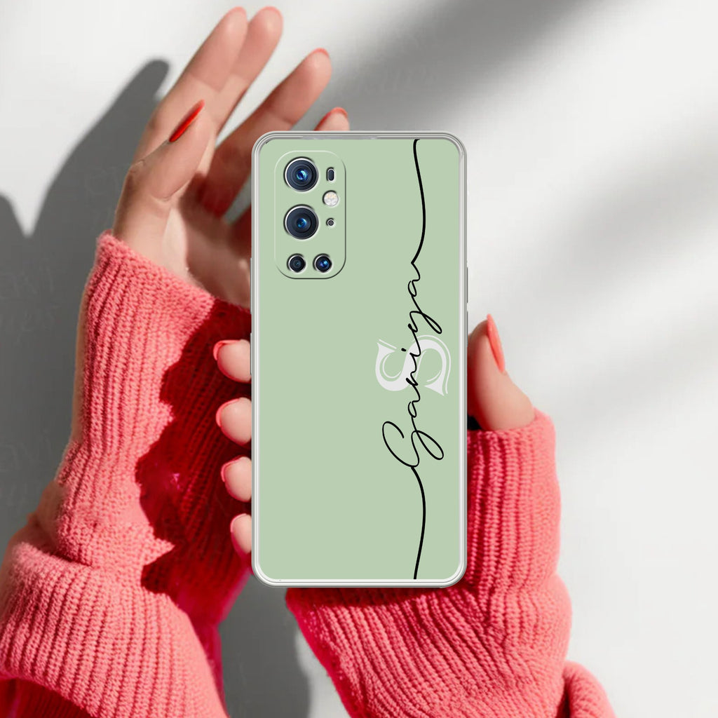 Personalized Initials Mint Green Anti Yellow Case For OnePlus 9 Pro