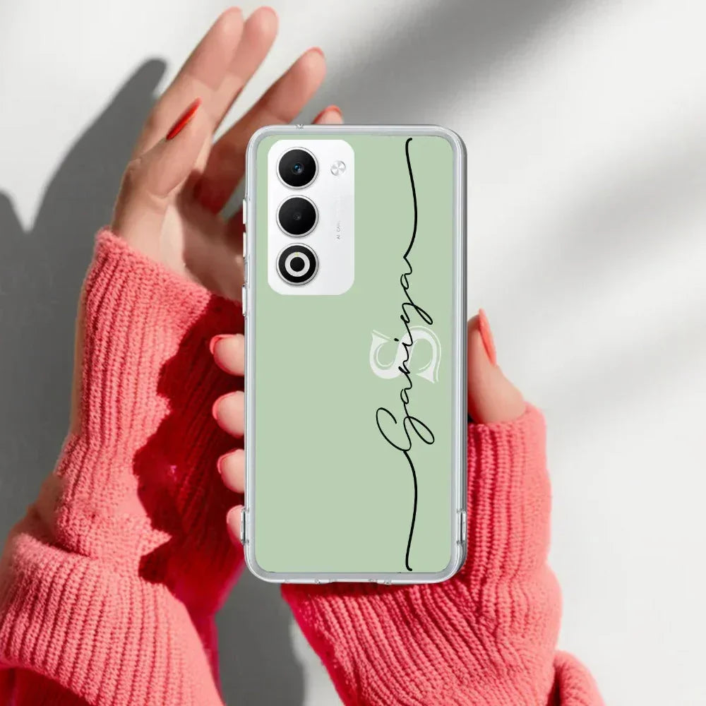 Personalized Initials Mint Green Anti Yellow Case For Oppo A5 5G