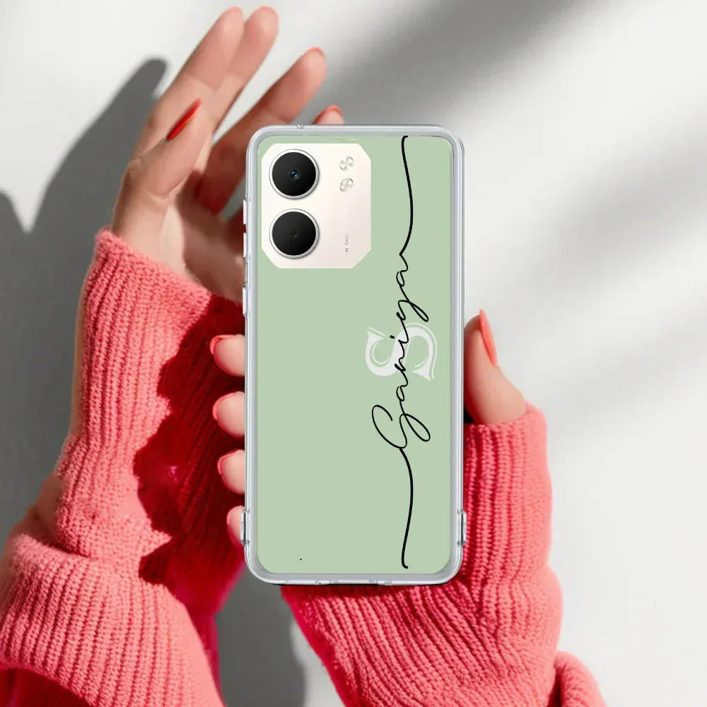 Personalized Initials Mint Green Anti Yellow Case For Oppo A5X 5G