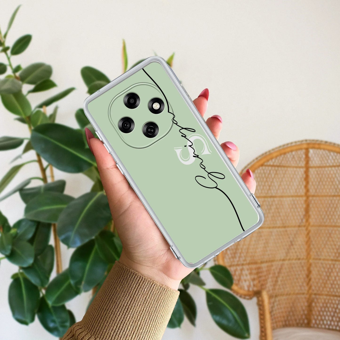 Personalized Initials Mint Green Silicon Case For Oppo - ShopOnCliQ